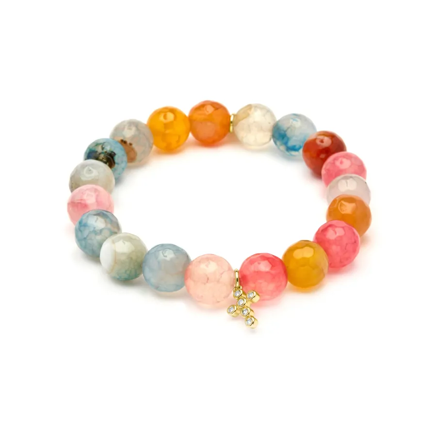 Pulsera de Plata de Ley 925 y Agata Multicolor acabado en oro amarillo 18k - Morak