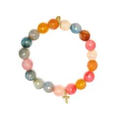 Pulsera de Plata de Ley 925 y Agata Multicolor acabado en oro amarillo 18k - Morak