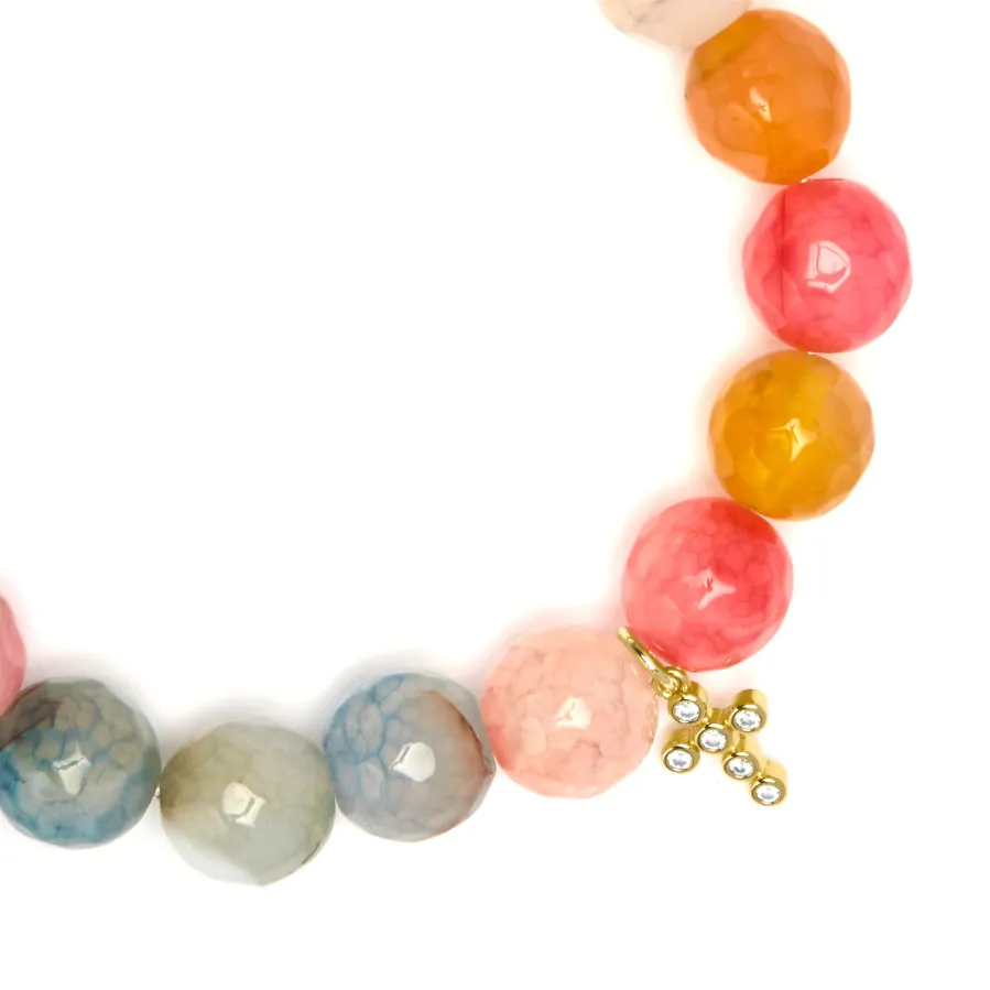 Pulsera de Plata de Ley 925 y Agata Multicolor acabado en oro amarillo 18k - Morak