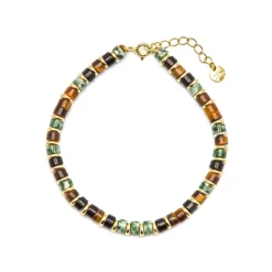 Pulsera de Plata de Ley 925 y Ojo de Tigre acabado oro 18k - Ryhu
