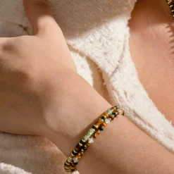 Pulsera de Plata de Ley 925 y Ojo de Tigre acabado oro 18k - Ryhu