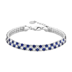Pulsera de Plata de Ley 925 y Circonita Záfiro acabado en rodio - Kheko