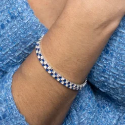 Pulsera de Plata de Ley 925 y Circonita Záfiro acabado en rodio - Kheko