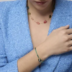 Pulsera de Plata de Ley 925 y Jaspe Rojo acabado rodio - Saina