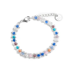 Pulsera de Plata de Ley 925 y Cristal Multicolor acabado rodio - Yub