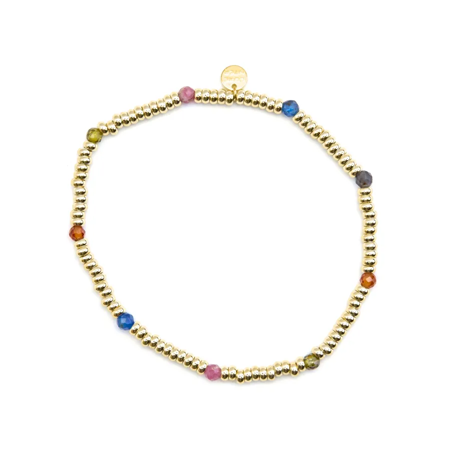Pulsera de Plata de Ley 925 y Cristal Multicolor acabado oro 18k - Deli