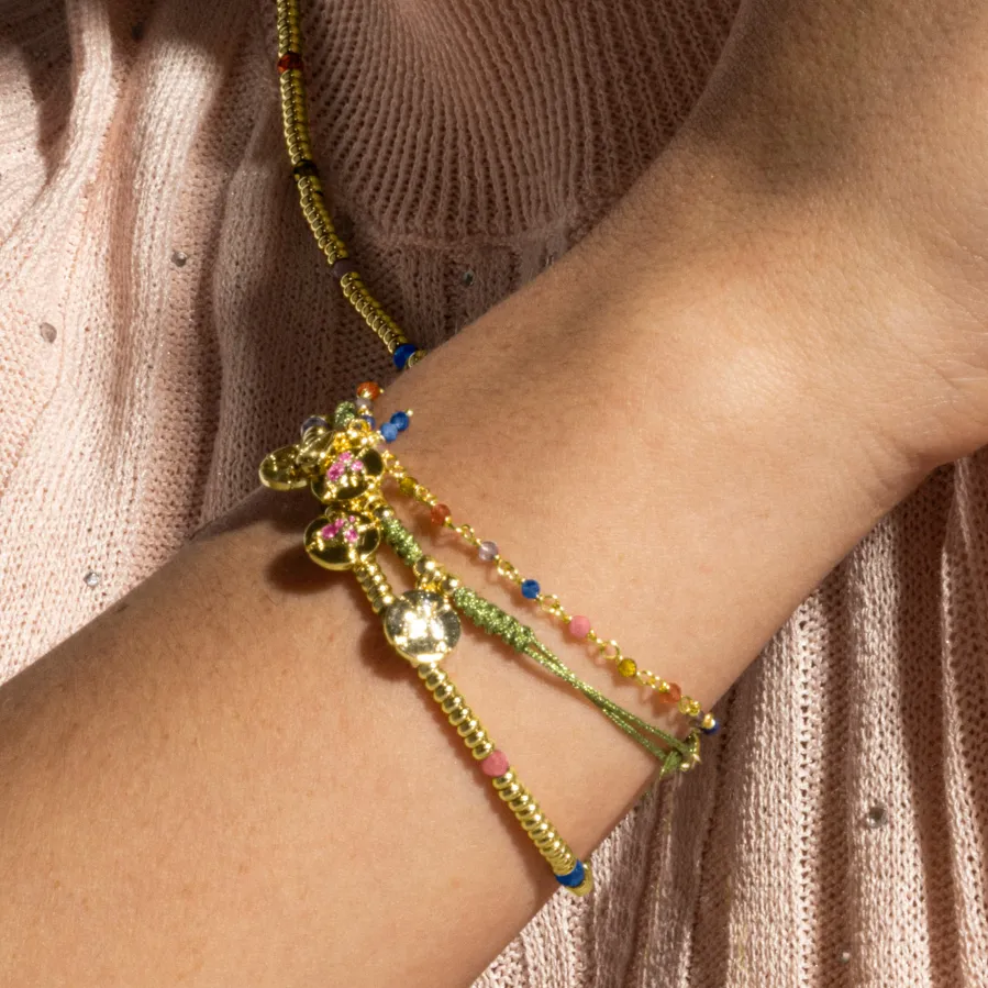 Pulsera de Plata de Ley 925 y Cristal Multicolor acabado oro 18k - Deli