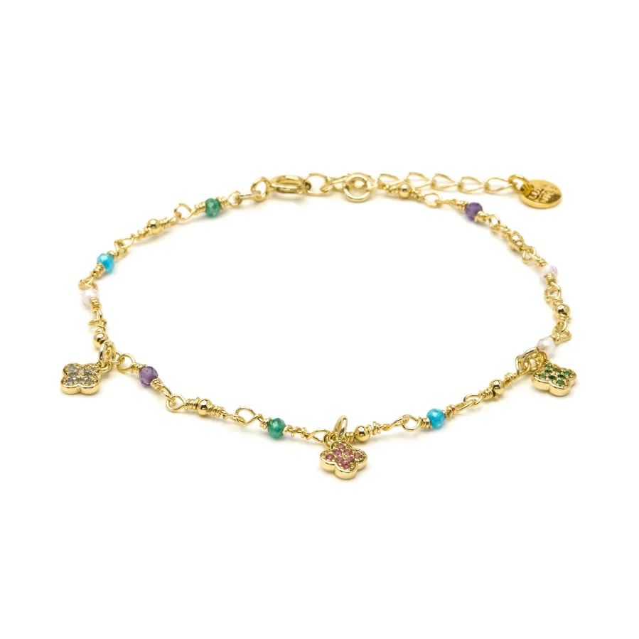 Pulsera de Plata de Ley 925 y Circonita Multicolor acabado en oro amarillo 18k - Talip