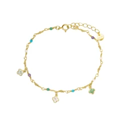 Pulsera de Plata de Ley 925 y Circonita Multicolor acabado en oro amarillo 18k - Talip