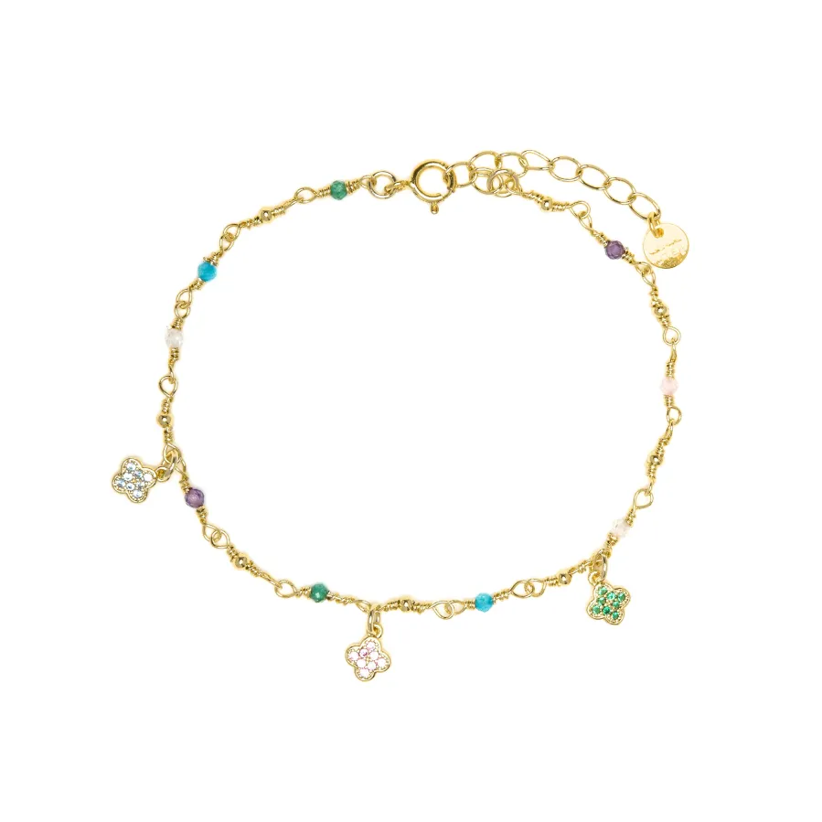 Pulsera de Plata de Ley 925 y Circonita Multicolor acabado en oro amarillo 18k - Talip