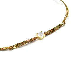 Pulsera de Plata de Ley 925 y Circonita Brillante acabado oro amarillo de 18k - Akma