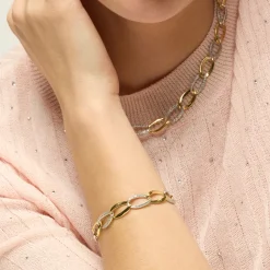 Pulsera de Plata de Ley 925 y Circonita Brillante acabado oro amarillo de 18k - Aborg