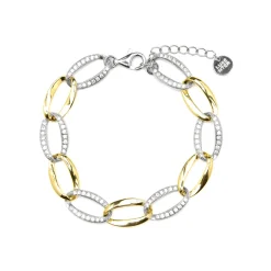 Pulsera de Plata de Ley 925 y Circonita Brillante acabado oro amarillo de 18k - Aborg