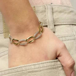 Pulsera de Plata de Ley 925 y Circonita Brillante acabado oro amarillo de 18k - Aborg