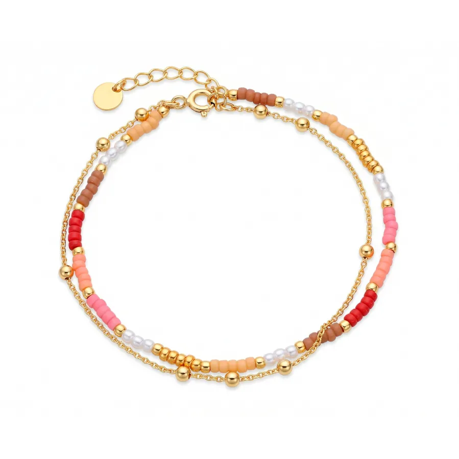 Pulsera de Plata de Ley 925 y Cristal Multicolor acabado en oro amarillo de 18k - Oru