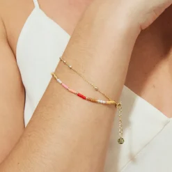 Pulsera de Plata de Ley 925 y Cristal Multicolor acabado en oro amarillo de 18k - Oru