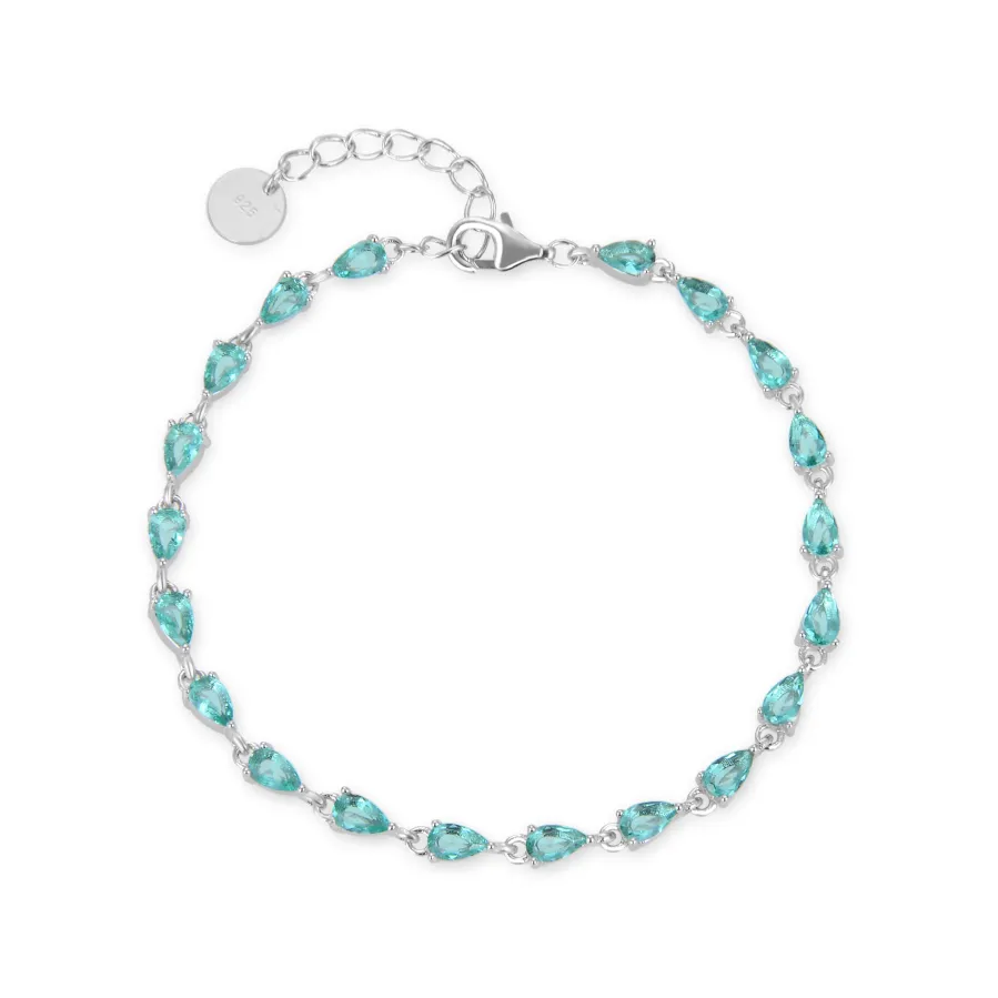 Pulsera de Plata de Ley 925 con Circonita Esmeralda acabada en rodio - Muanyala