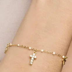 Pulsera de Plata de Ley 925 y Lacado Blanco acabado oro amarillo de 18k - Haja