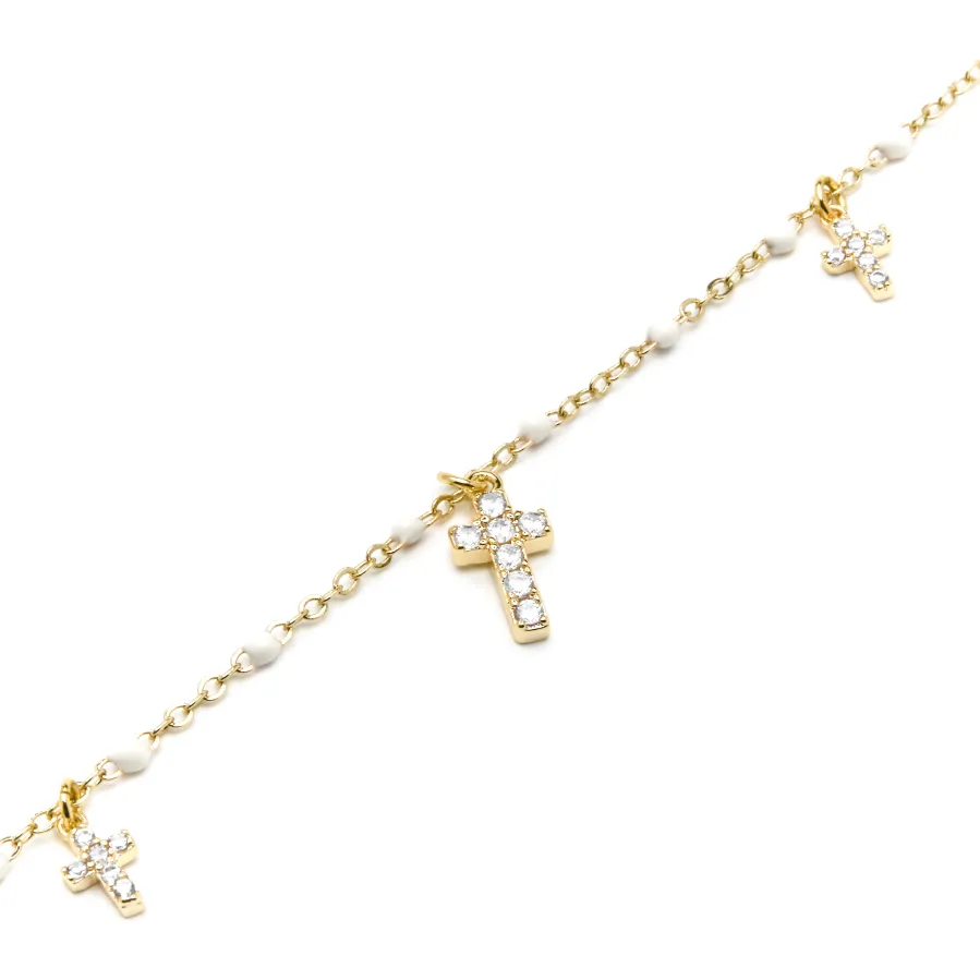 Pulsera de Plata de Ley 925 y Lacado Blanco acabado oro amarillo de 18k - Haja