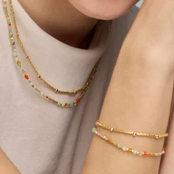 Pulsera de Plata de Ley 925 y Cristal Multicolor acabado oro amarillo de 18k - Guth