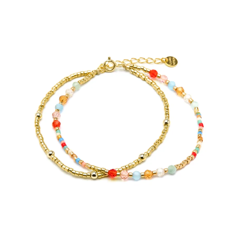 Pulsera de Plata de Ley 925 y Cristal Multicolor acabado oro amarillo de 18k - Guth
