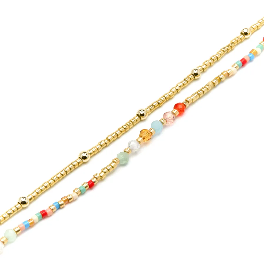 Pulsera de Plata de Ley 925 y Cristal Multicolor acabado oro amarillo de 18k - Guth