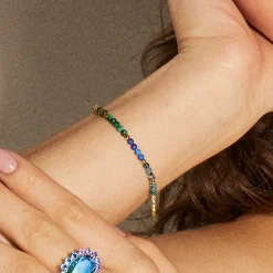 Pulsera de Plata de Ley 925 con Cristal Multicolor acabada en oro amarillo 18K - Neomu