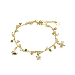 Pulsera de Plata de Ley 925 y Cristal Verde acabada en oro amarillo 18K - Lok