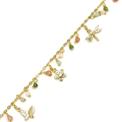 Pulsera de Plata de Ley 925 y Cristal Verde acabada en oro amarillo 18K - Lok