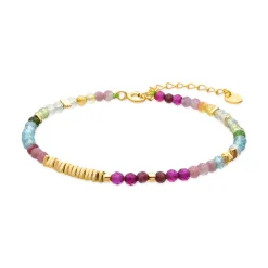 Pulsera de Plata de Ley 925 y Cristal Multicolor acabado oro amarillo de 18k - Ane