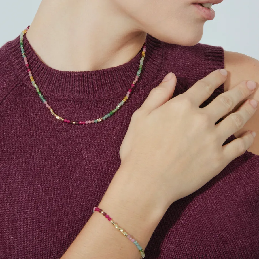 Pulsera de Plata de Ley 925 y Cristal Multicolor acabado oro amarillo de 18k - Ane