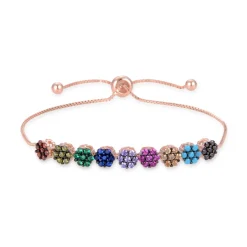 Pulsera de Plata de Ley 925 con Circonita Multicolor acabada en oro rosa 18K - Jusit
