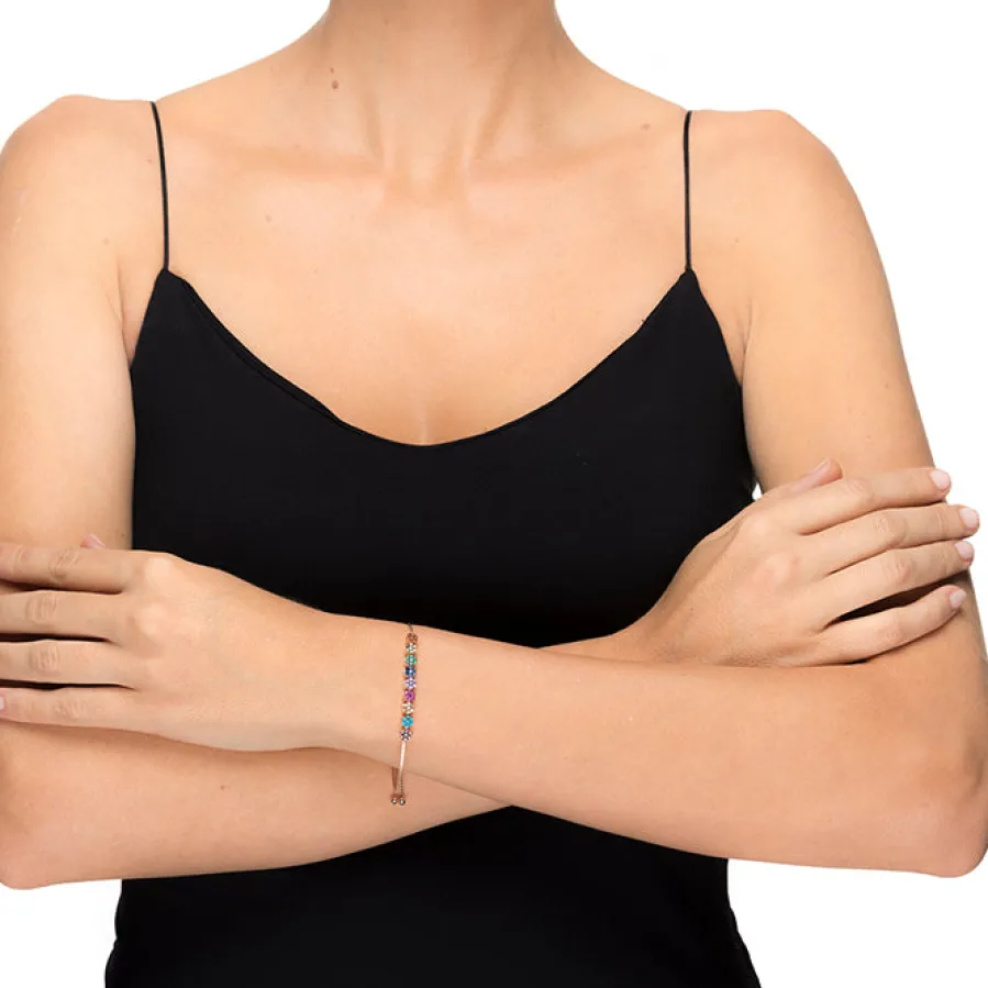 Pulsera de Plata de Ley 925 con Circonita Multicolor acabada en oro rosa 18K - Jusit