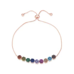 Pulsera de Plata de Ley 925 con Circonita Multicolor acabada en oro rosa 18K - Jusit