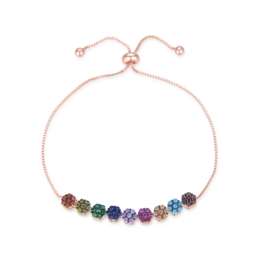 Pulsera de Plata de Ley 925 con Circonita Multicolor acabada en oro rosa 18K - Jusit