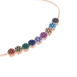 Pulsera de Plata de Ley 925 con Circonita Multicolor acabada en oro rosa 18K - Jusit