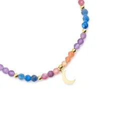 Pulsera de Plata de Ley 925 y Cristal Multicolor acabado oro 18k - Linshu