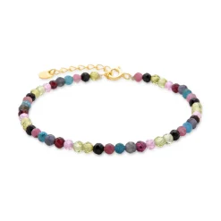Pulsera de Plata de Ley 925 con Turmalina Multicolor acabada en oro amarillo 18K - Salblai