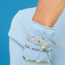 Pulsera de Plata de Ley 925 con Turmalina Multicolor acabada en oro amarillo 18K - Salblai