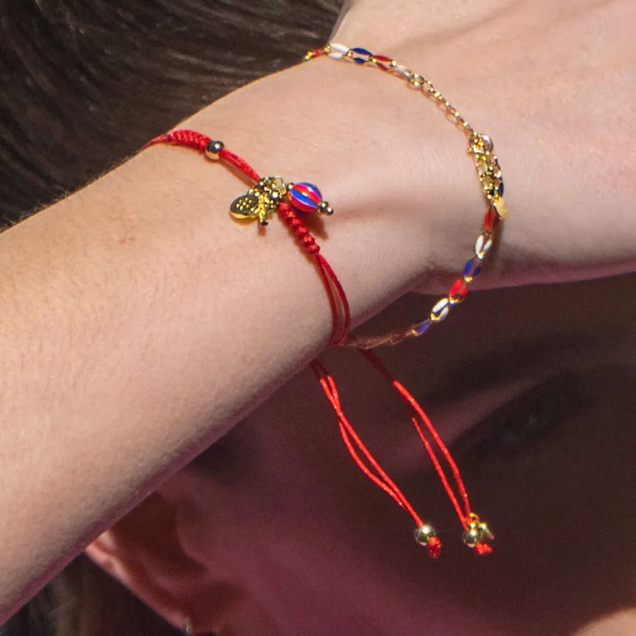 Pulsera de Plata de Ley 925 y Lacado Multicolor acabado oro amarillo de 18k - Xibruk