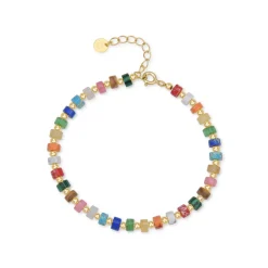 Pulsera de Plata de Ley 925 con Cristal Multicolor acabada en oro amarillo 18K - Ihun