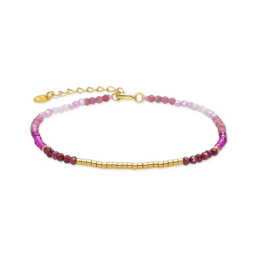 Pulsera de Plata de Ley 925 y Cristal Rosa acabada en oro amarillo de 18k - Vados