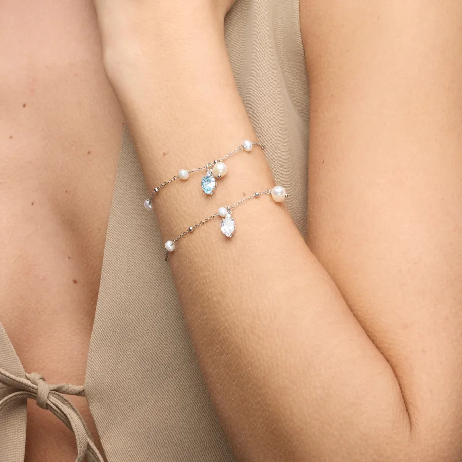 Pulsera de Plata de Ley 925 y Circonita Brillante acabado rodio - Lebao