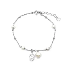 Pulsera de Plata de Ley 925 y Circonita Brillante acabado rodio - Lebao