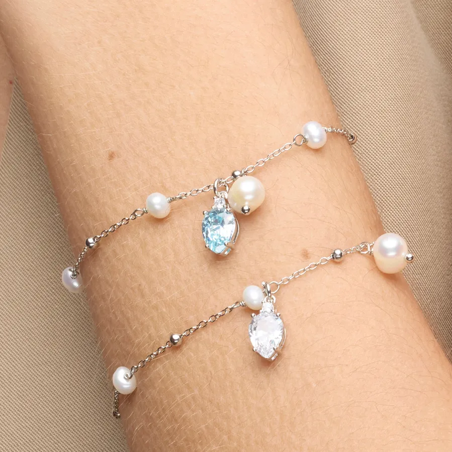 Pulsera de Plata de Ley 925 y Circonita Brillante acabado rodio - Lebao