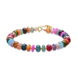Pulsera de Plata de Ley 925 y Agata Multicolor acabado oro amarillo de 18k - Laha