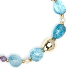 Pulsera de Plata de Ley 925 y Cristal Azul acabado en oro amarillo 18k - Aswudi