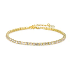 Pulsera de Plata de Ley 925 con Circonita Brillante acabada en oro amarillo 18K - Tahu