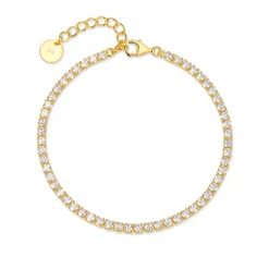 Pulsera de Plata de Ley 925 con Circonita Brillante acabada en oro amarillo 18K - Tahu