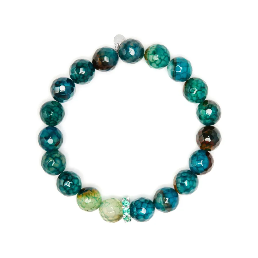 Pulsera de Plata de Ley 925 y Agata Verde acabado en oro amarillo 18k - Kremi